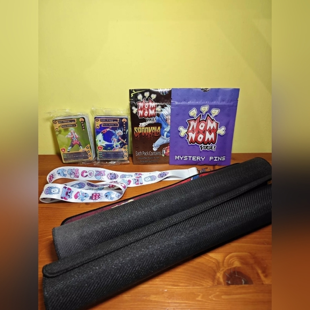 NomNom Verse! TCG Supporter Care Package Kickstarter Decks Playmat Pins Lot